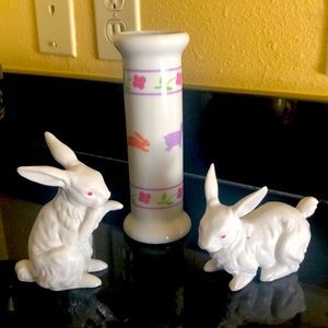 Easter Bunnies and bud vase